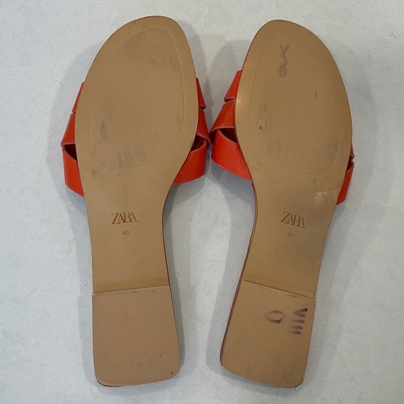 ZARA Leather Slide Sandal Orange Size EU 40 Size 9 - Picture 4 of 5